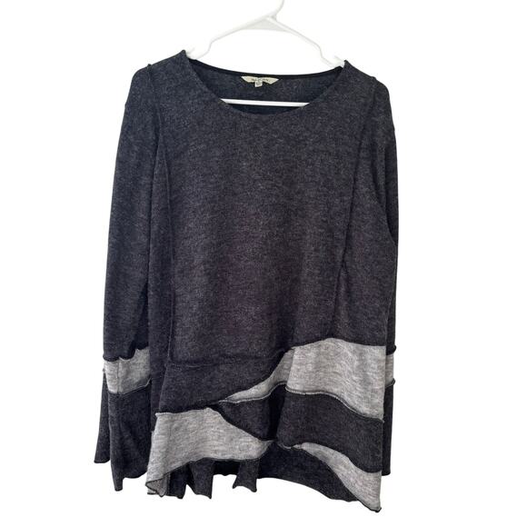 Yak & Yeti LS Gray Tunic Top Artsy Lagenlook Boho Size Large - Picture 1 of 8